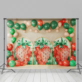 Lofaris Sweet Strawberry Balloon Birthday Cake Smash Backdrop
